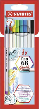 фото Stabilo набор ручек-кистей "pen 68 brush", 8цв в картоне sela