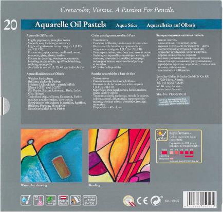 Набор акварельных мелков "Aquarelle oil Pastels", 20 цв. sela