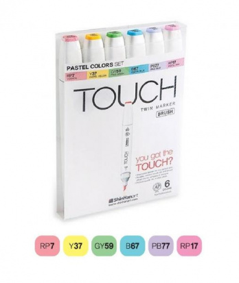Набор маркеров "Touch Brush" 6 цветов пастельные тона 
