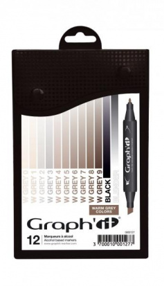 Набор маркеров "Graph IT" 12шт Warm Greys оттенки серый теплый